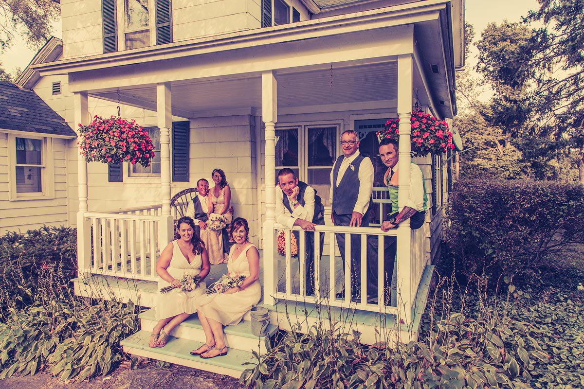 Yorkville IL Chicago Wedding Photography Farm Barn (149) porch group photo