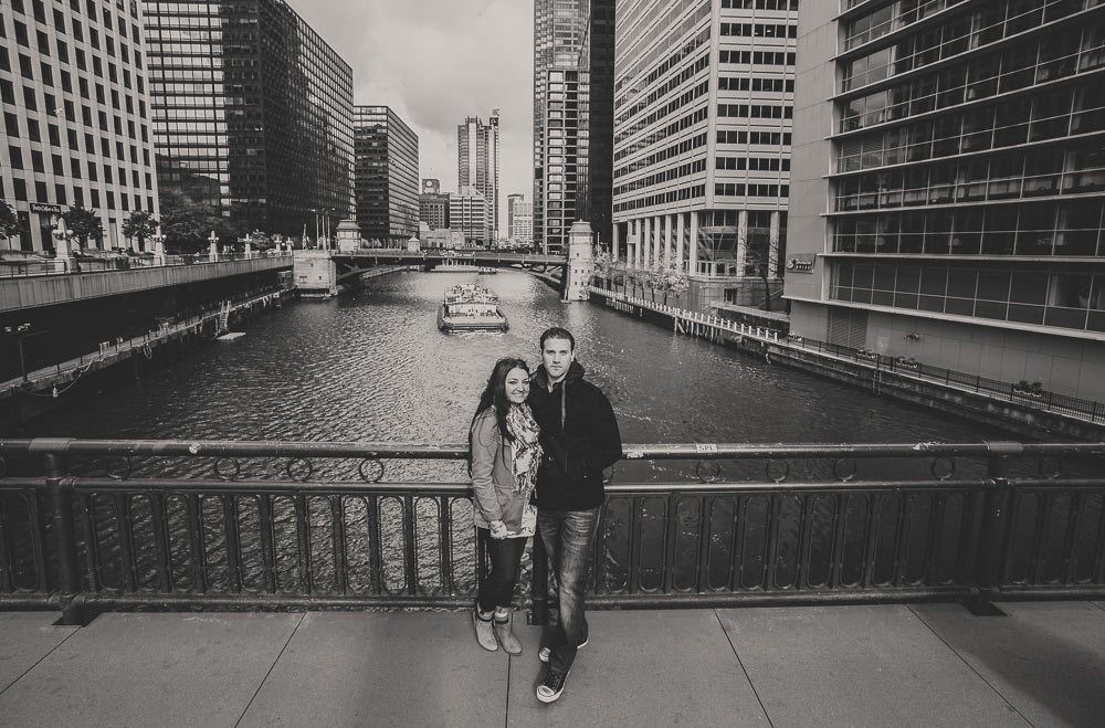 chicago river engagement photo